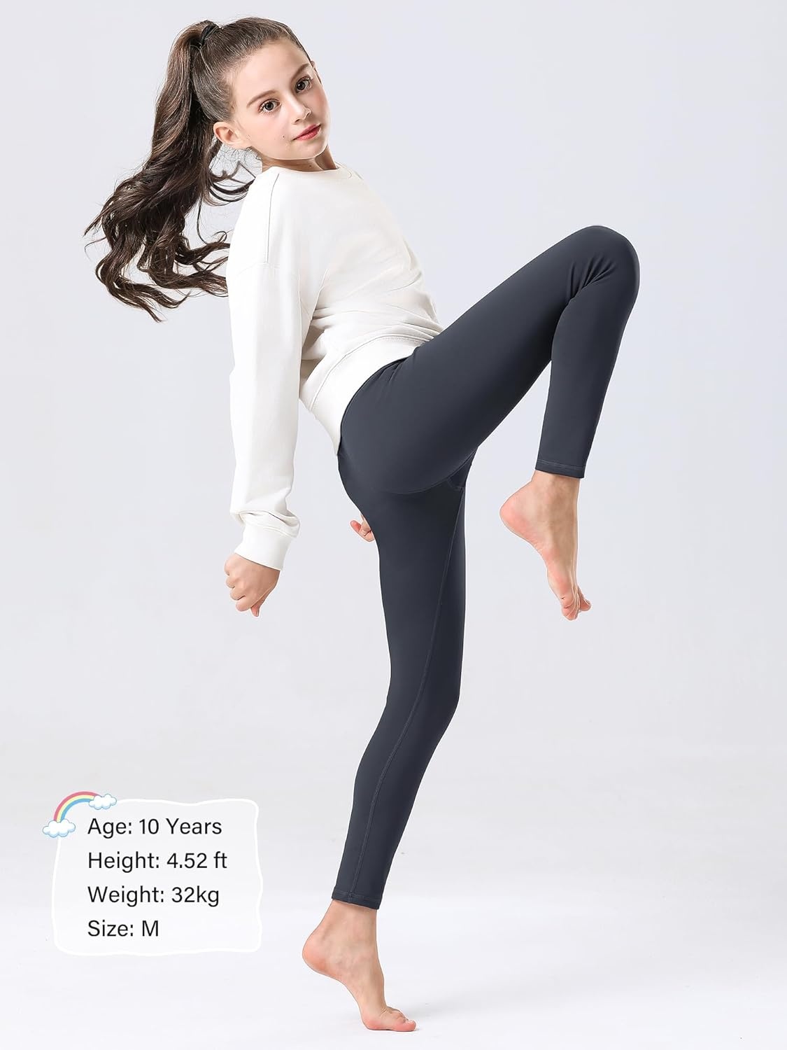 Stelle Girl’s Fleece Lined Leggings Youth High Waist Warm Winter Athletic Yoga Pants with Hidden Pocket(A3-charcoal)