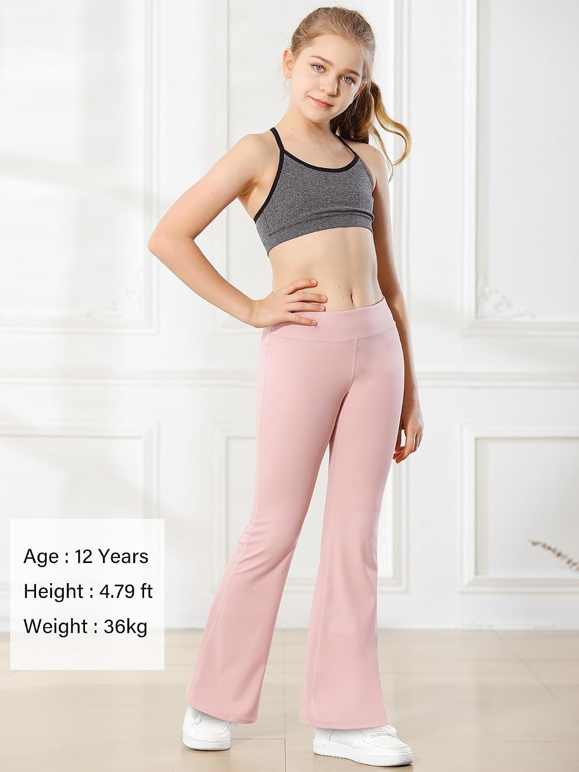 Stelle Girls Flare Leggings High Waisted for Dance Yoga School Daily Wear | Buttery-Soft,Breathable 4-way stretch fabric with flared design,Moisture-wicking comfort for yoga,Dance,School casual outfit(2 Pcs Black+pink)