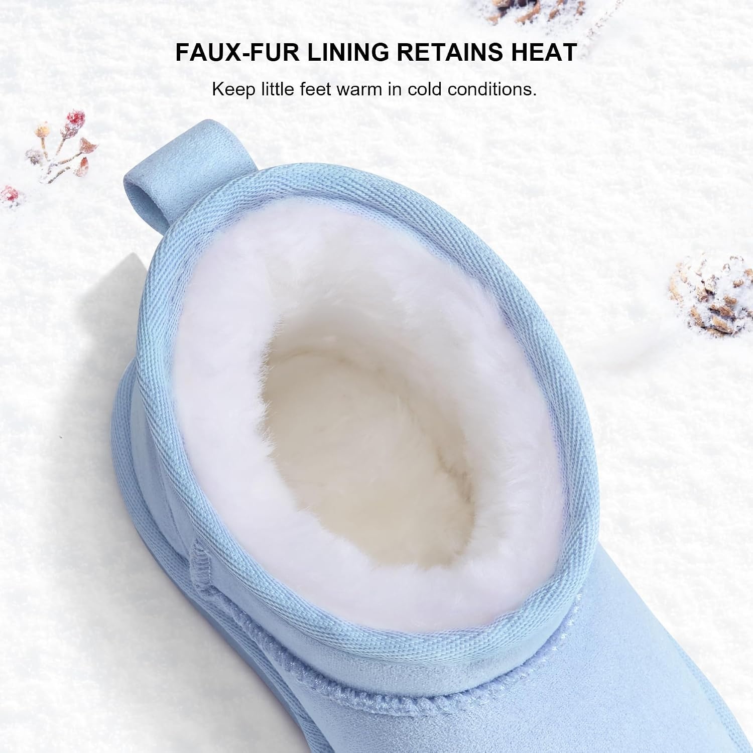 Stelle Kids Snow Boots Girls Boys Winter Ankle Boots(Light Blue)