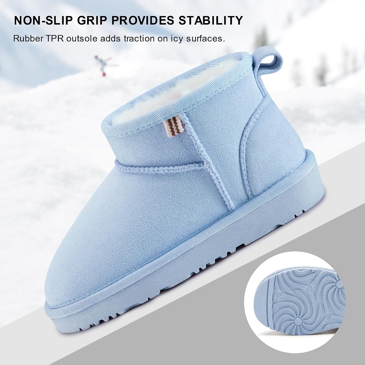 Stelle Kids Snow Boots Girls Boys Winter Ankle Boots(Light Blue)