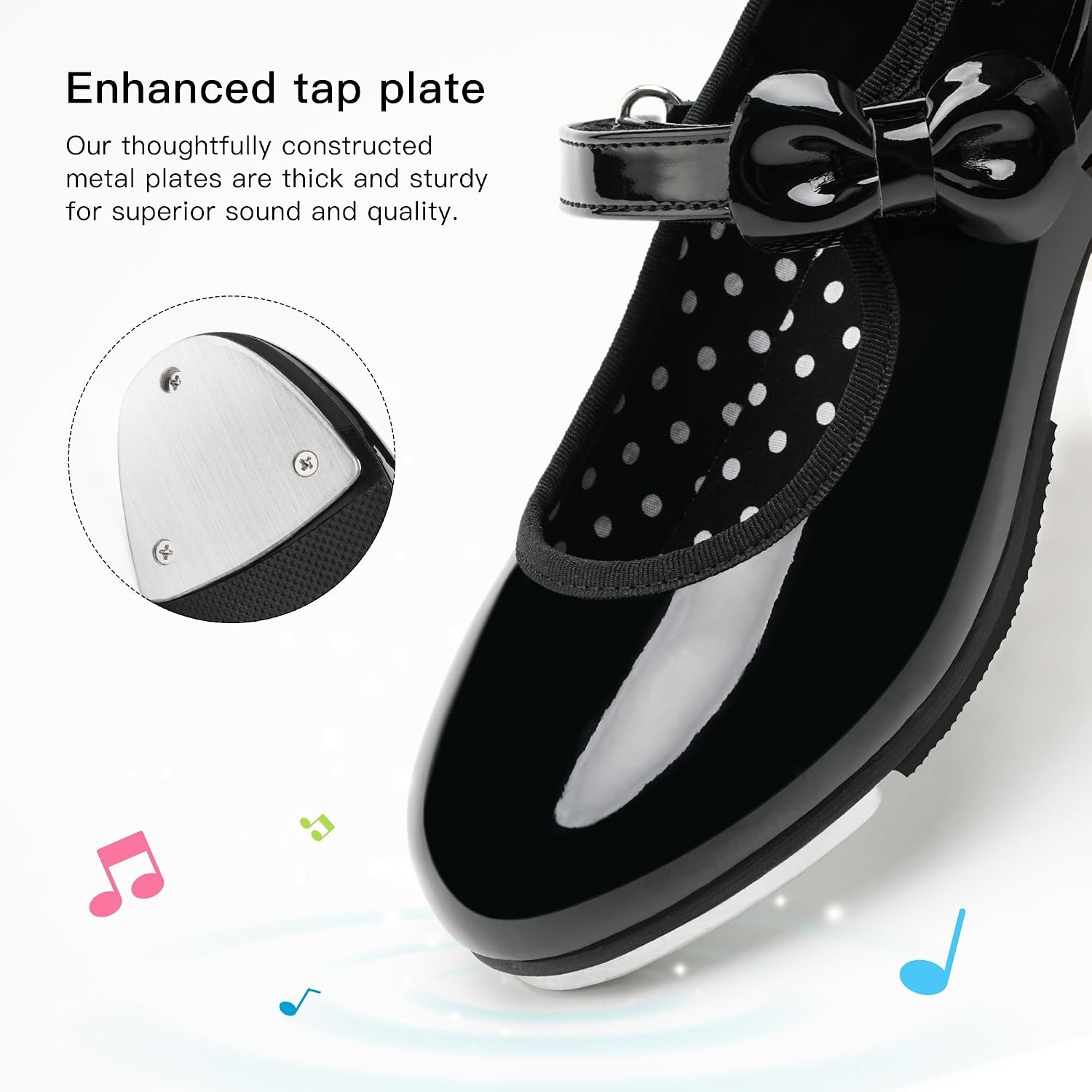 Stelle Tap Shoes for Toddler Girls Bow Mary Jane Dance Shoes(Black)