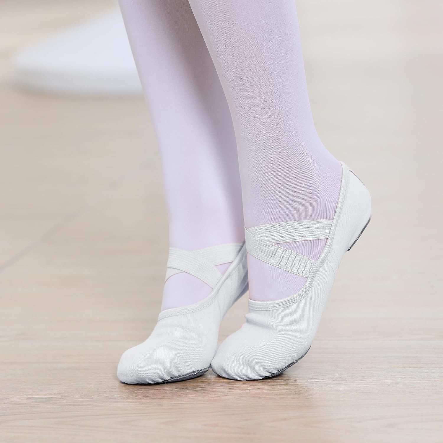Stelle Ballet Shoes Toddler Slippers Highly Elastic Canvas Girls Women(White)