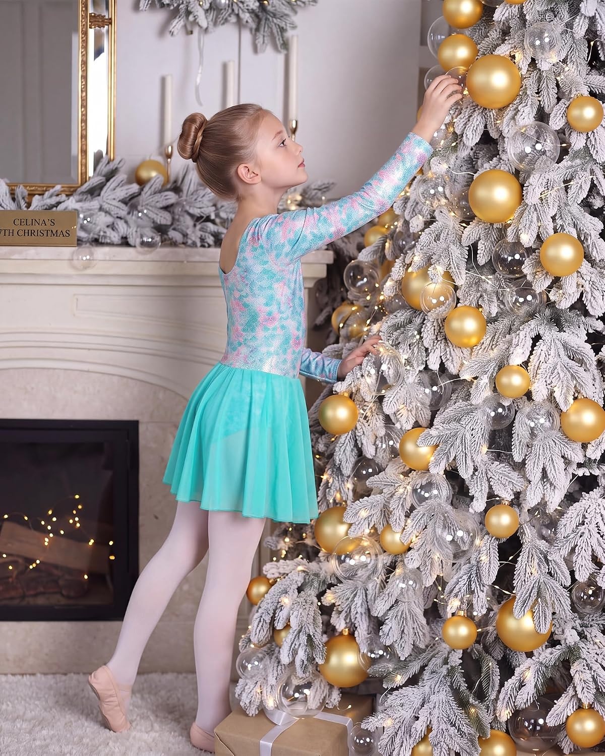 Stelle Long Sleeve Ballet Leotards for Girls Toddler Ballerina Dance Dress(Mermaid Sparkle)