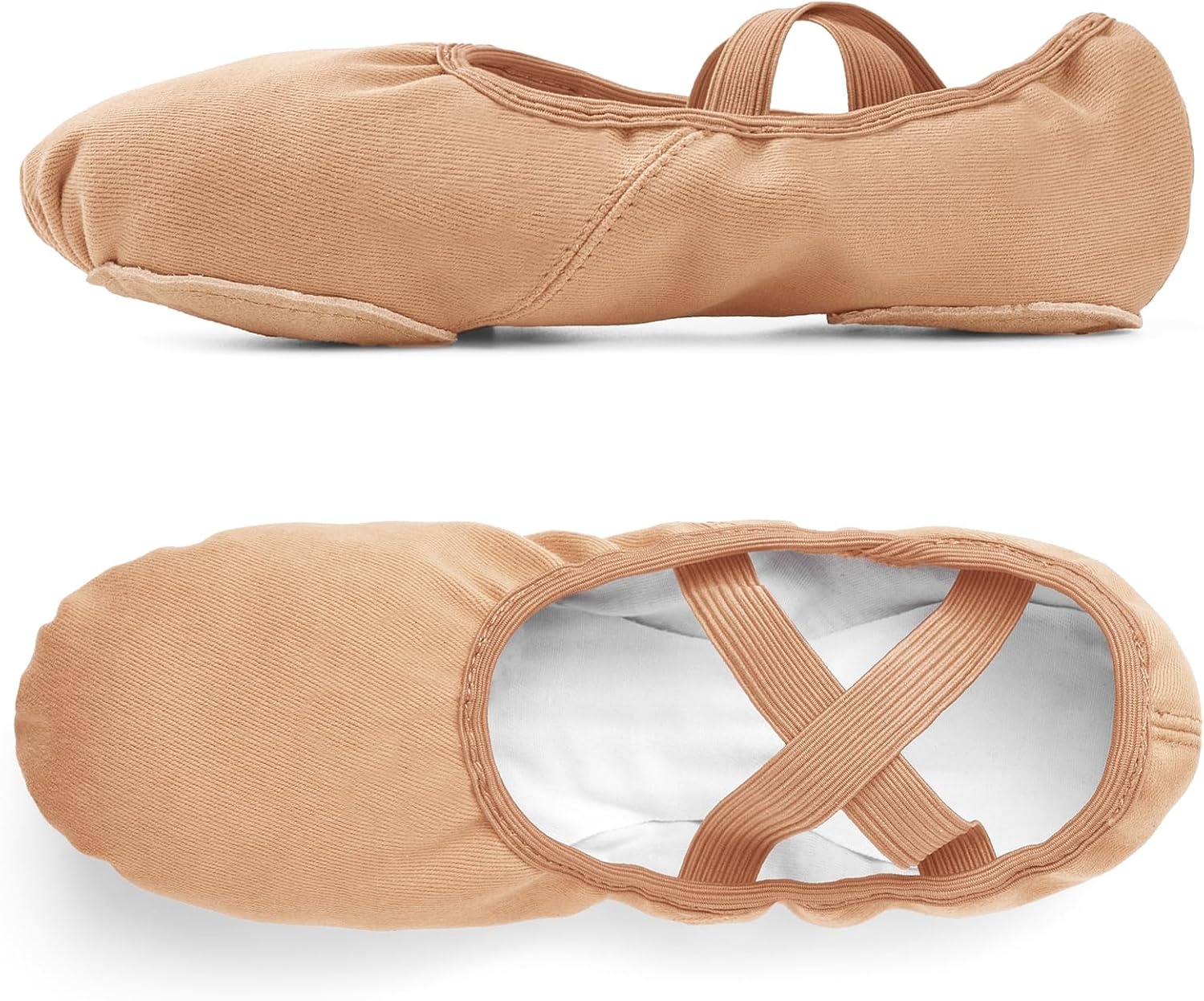 Stelle Ballet Shoes for Women Highly Stretch Canvas Split Sole Dance Yoga | Adult, Girls and boys, Ballet slippers, Cotton lined, Pre-sewn wide elastics, Suede sole, Flexible fit, Breathable fabric(Sand)
