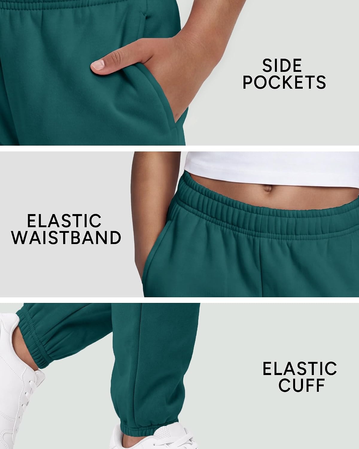 Stelle Girls Sweatpants Classic Fleece Joggers Athletic Pants(Teal)