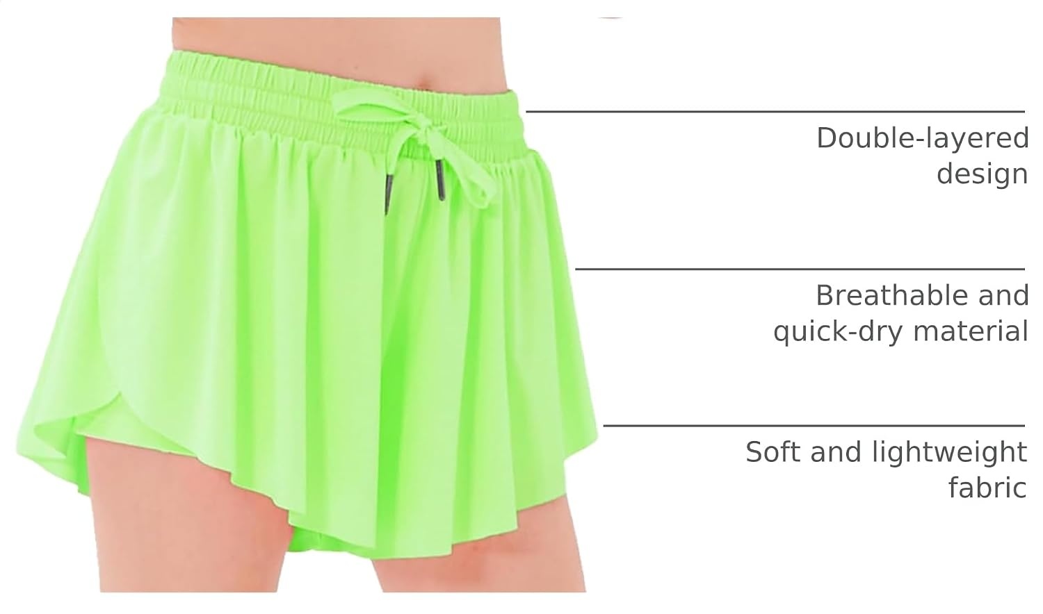 Stelle Girls Butterfly Shorts with Pockets Athletic Running Sports Skirt(A-neon Yellow)
