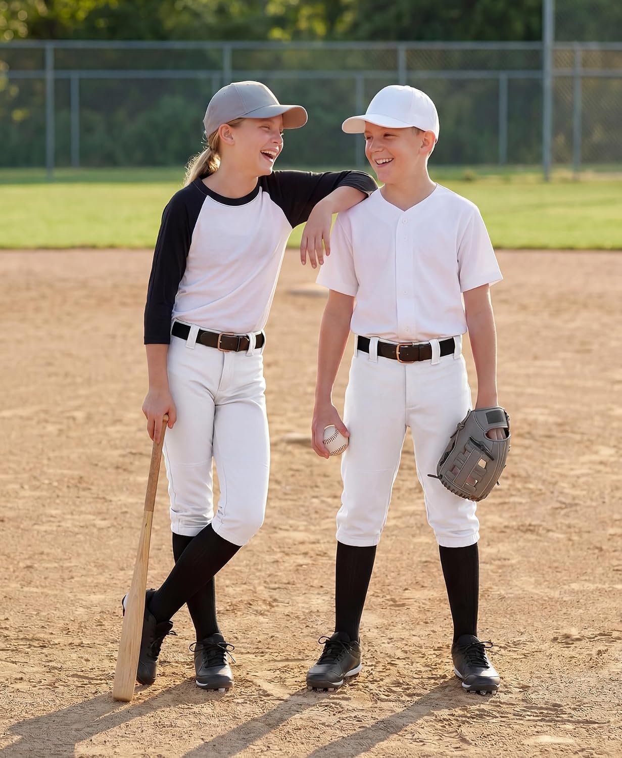 Stelle Girls Softball Pants Knickers Style with Pockets for Youth Kids(White)