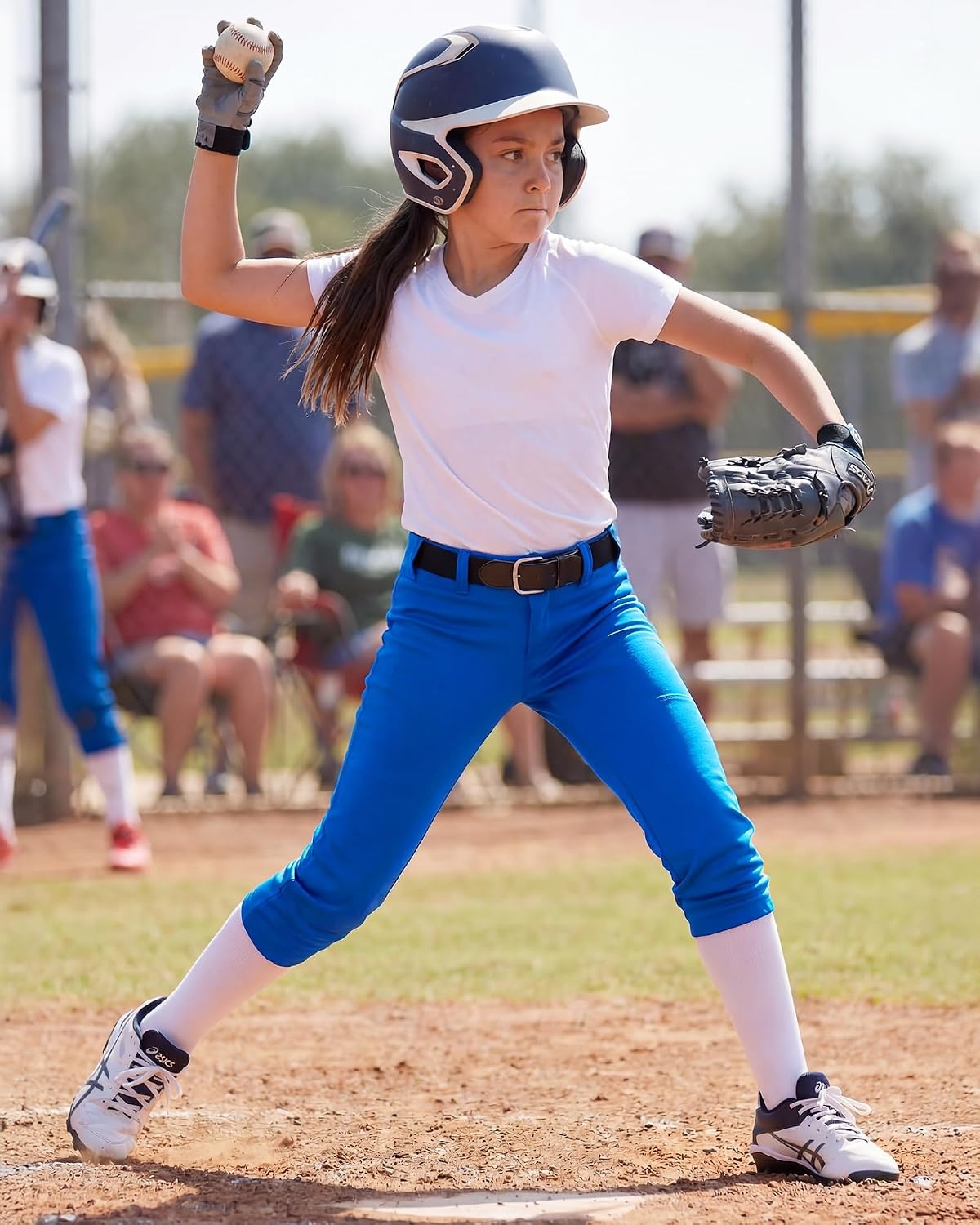 Stelle Softball Pants for Girls Youth with Pockets for Kids Fastpitch(Blue)