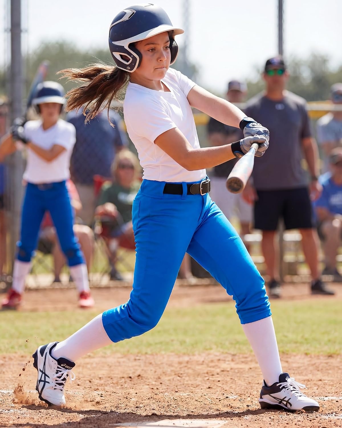 Stelle Softball Pants for Girls Youth with Pockets for Kids Fastpitch(Blue)