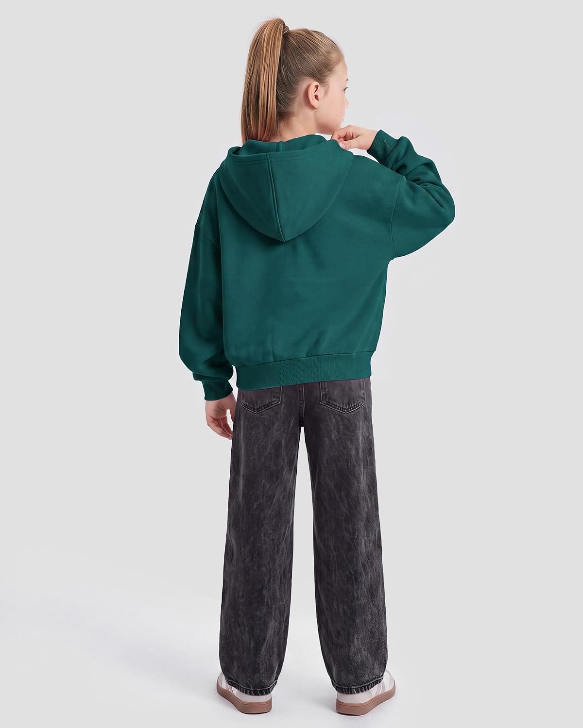 Stelle Girls Zip Up Hoodie Kids Casual Fleece Sweatshirt with Pocket(Teal)