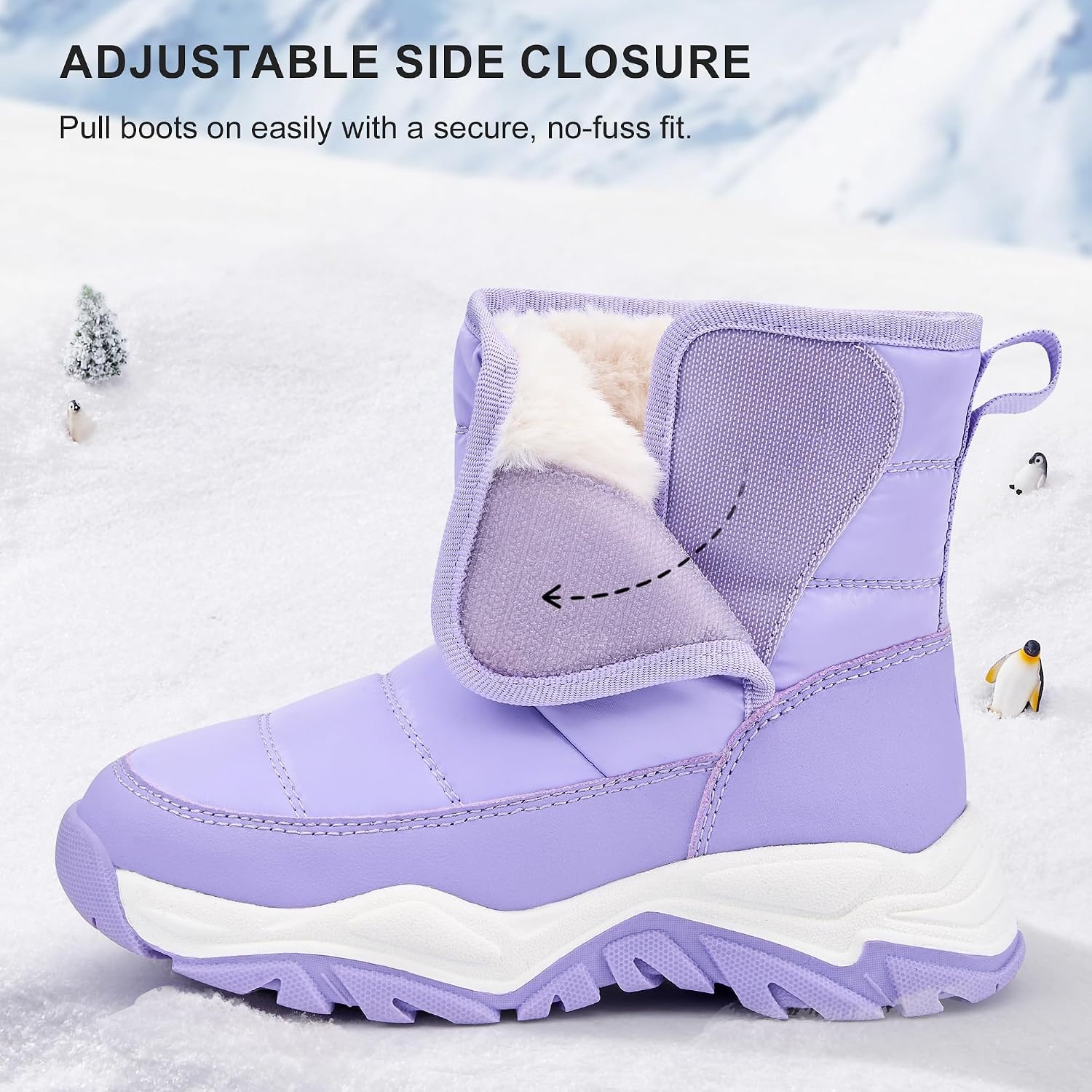 Stelle Toddler Snow Boots Girls Lightweight Warm Winter Shoes(Lavender)