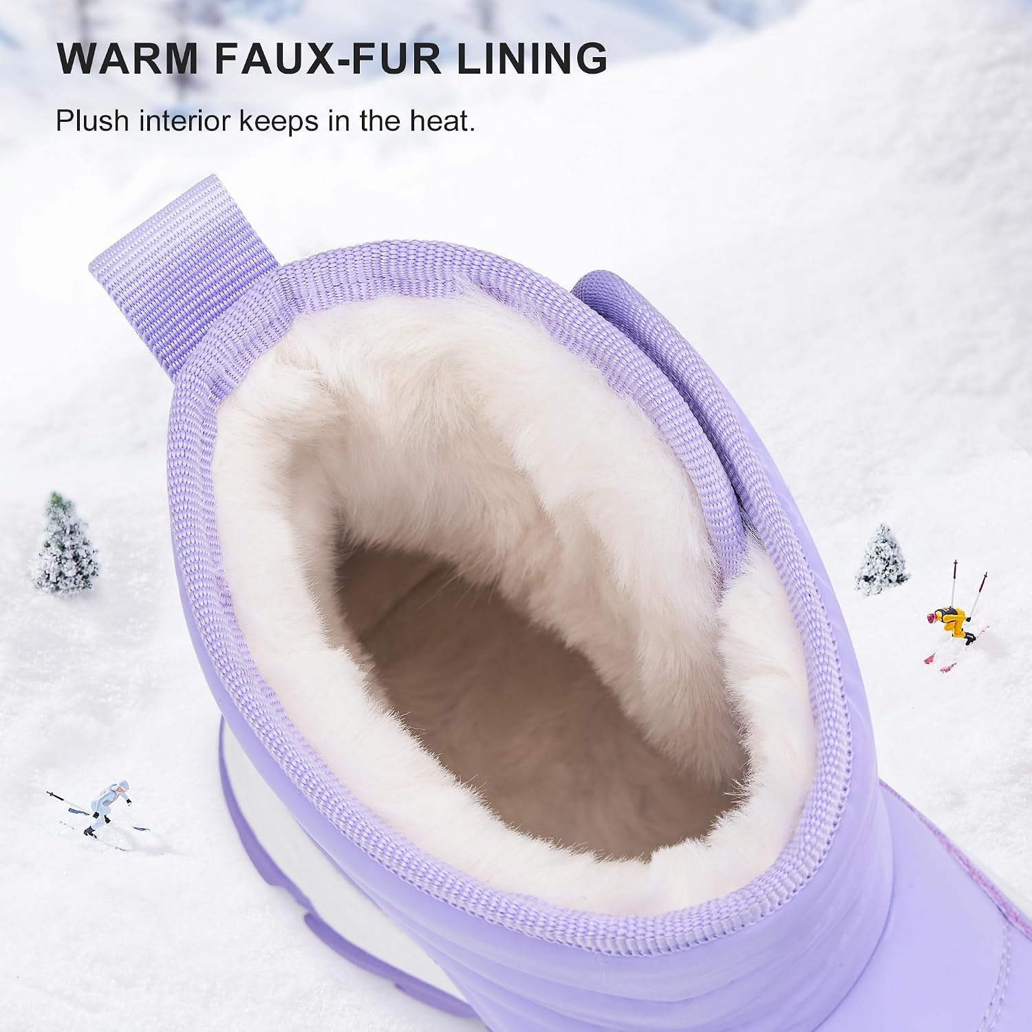 Stelle Toddler Snow Boots Girls Lightweight Warm Winter Shoes(Lavender)
