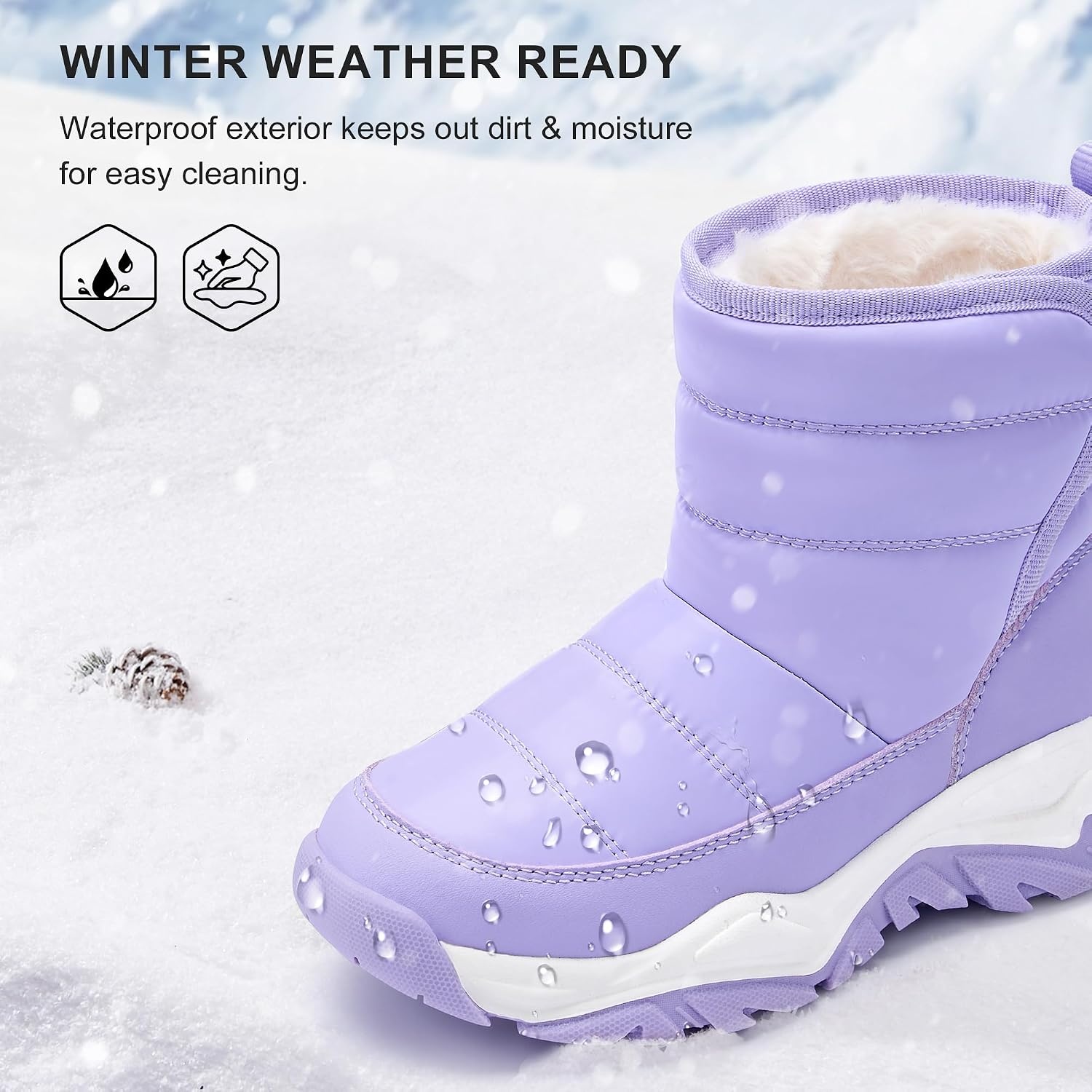 Stelle Toddler Snow Boots Girls Lightweight Warm Winter Shoes(Lavender)