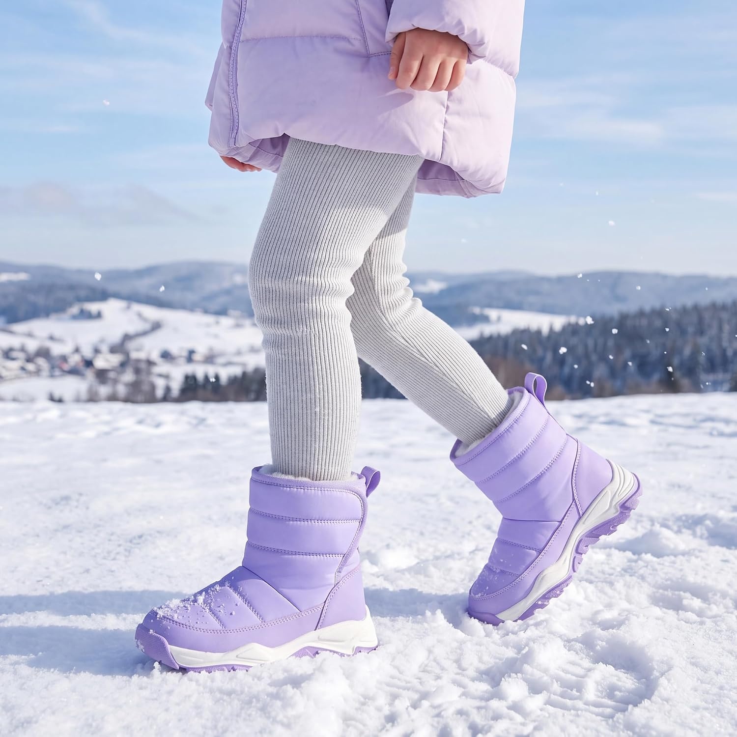 Stelle Toddler Snow Boots Girls Lightweight Warm Winter Shoes(Lavender)