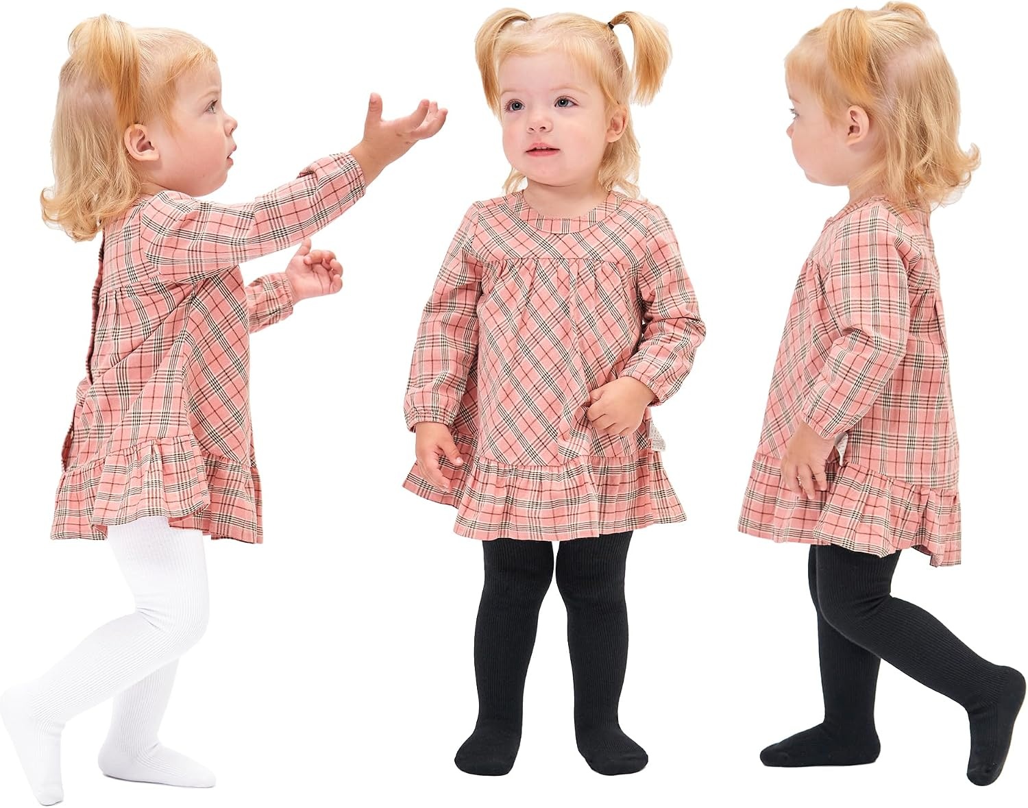 Stelle Toddler Girls Tights Baby Cable Knit Thick Stockings Cotton Winter Warm Leggings Pantyhose 1/2/3 Pack(2 Black+1 White)