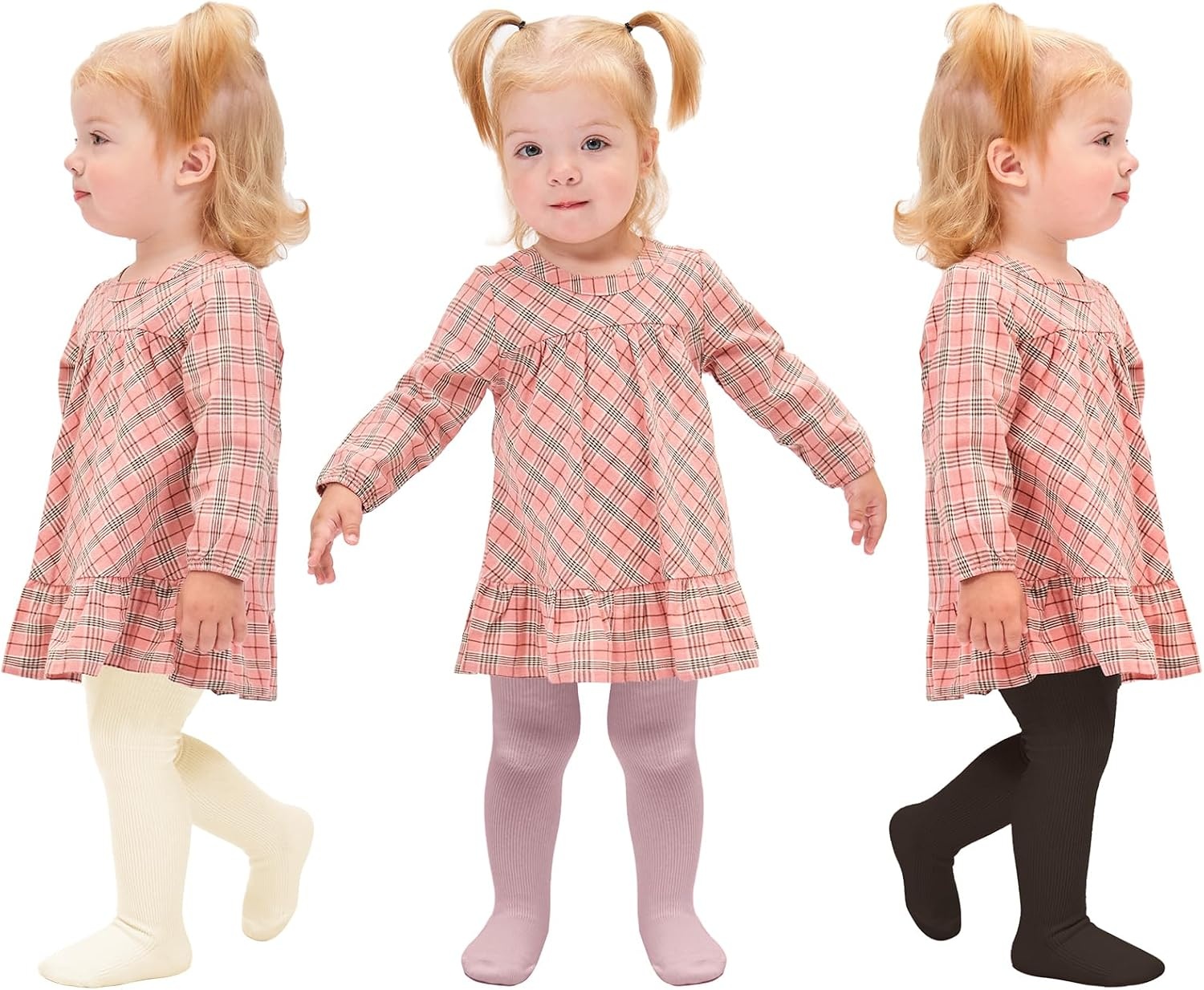Stelle Toddler Girls Tights Baby Cable Knit Stockings Thick Cotton Legging | Thick Cotton Legging, Winter Warm Pantyhose, Footed, Thermal, Ribbed, Sweater Panty Hose, Under Dress, 3 Pairs, 12-18 Months(Dusty Rose+ivory+coffee)