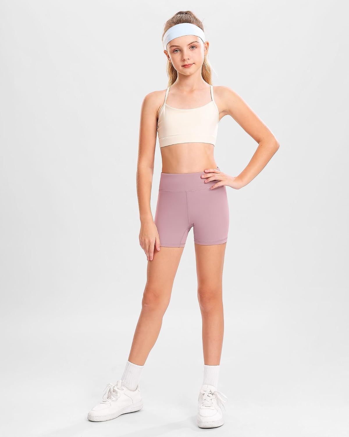 Stelle Girls 3″/4″/8″ Bike Volleyball Shorts with Pockets Athletic Dance | Soft 4-Way Stretch Fabric,Wide Waistband,Side Pockets,Breathable Compression Fit,Perfect for Volleyball,Dance,Yoga,Gymnastics(Pink)