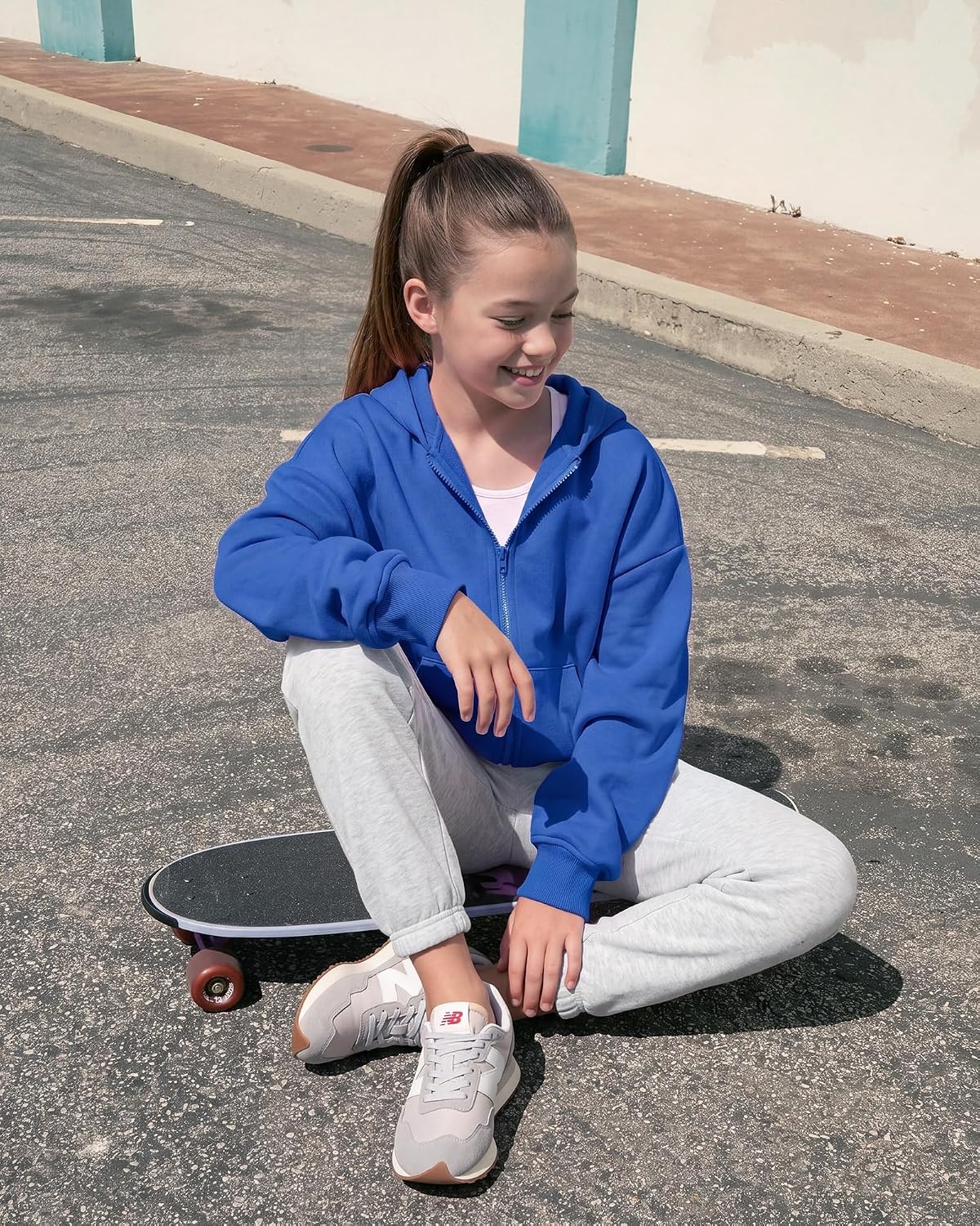 Stelle Girls Zip Up Hoodie Kids Casual Fleece Sweatshirt with Pocket(Cobalt Blue)