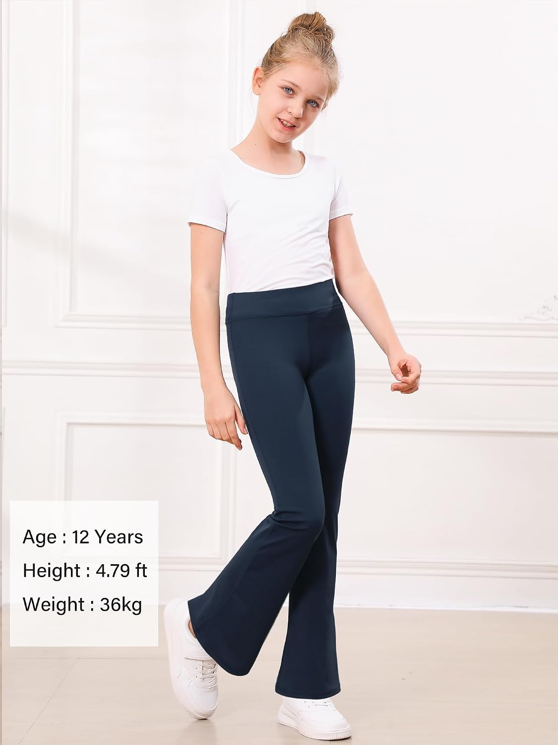 Stelle Girls Flare Leggings High Waisted for Dance Yoga School Daily Wear | Buttery-Soft,Breathable 4-way stretch fabric with flared design,Moisture-wicking comfort for yoga,Dance,School casual outfit(1pc Navy)