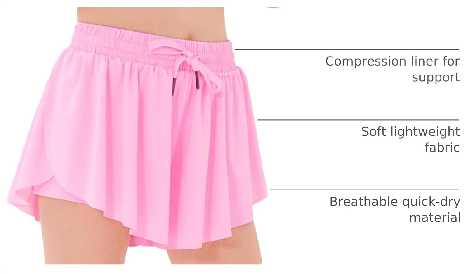 Stelle Girls Butterfly Shorts with Pockets Athletic Running Sports Skirt(Cotton Candy)