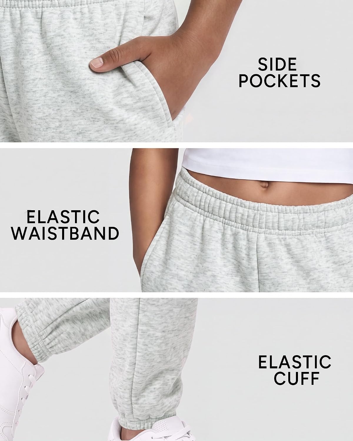 Stelle Girls Sweatpants Classic Fleece Joggers Athletic Pants(Light Heather Grey)