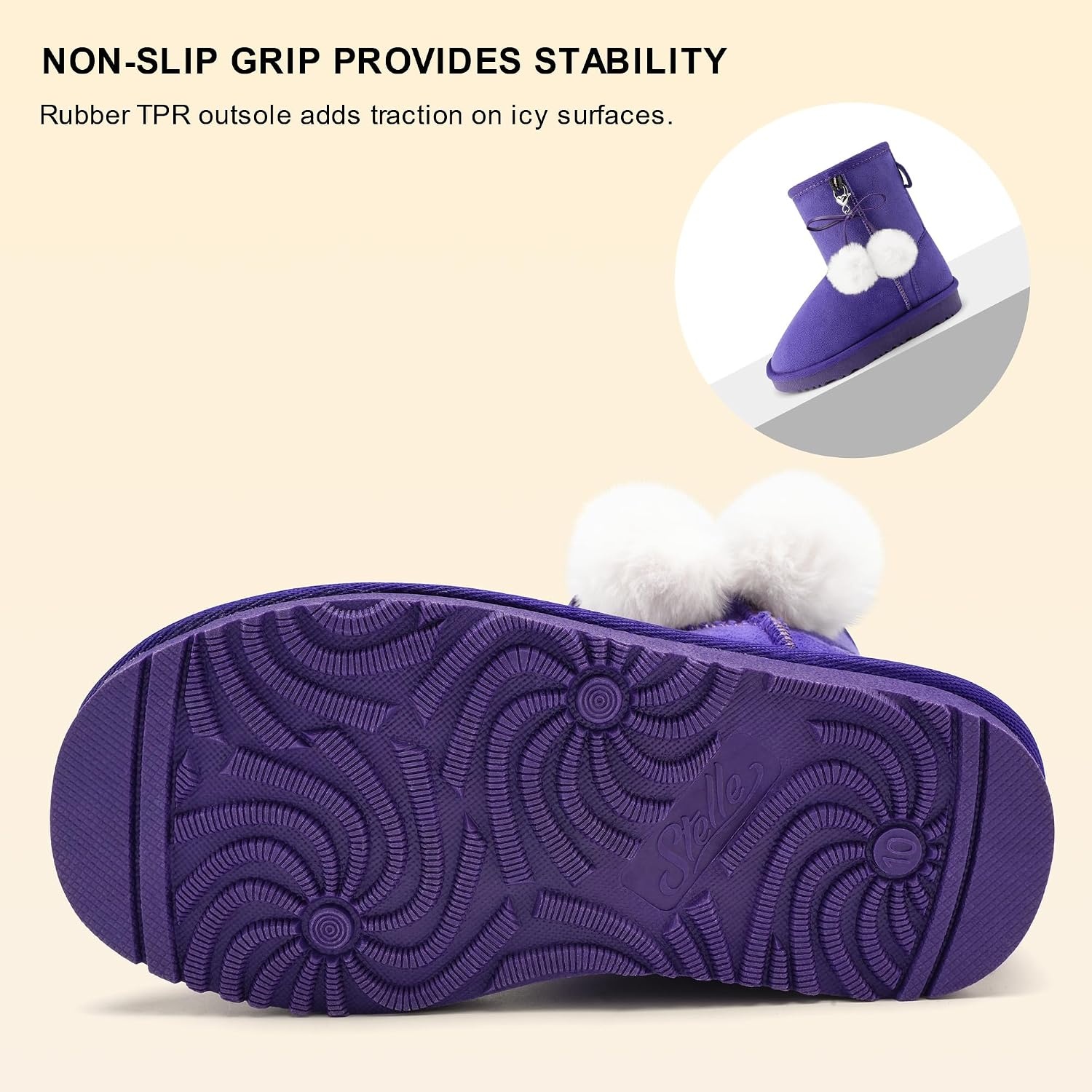 Stelle Kids Winter Boots Girls Boys Snow High Ankle Boots(Purple)