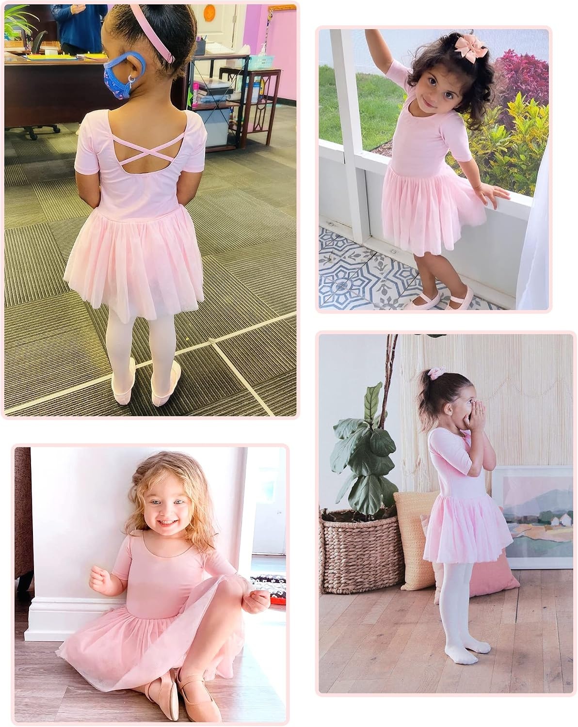 Stelle Ballet Leotards for Girls Toddler Ballet Outfit Dance Leotard Dress(Style 1-ballet Pink(cross Back))
