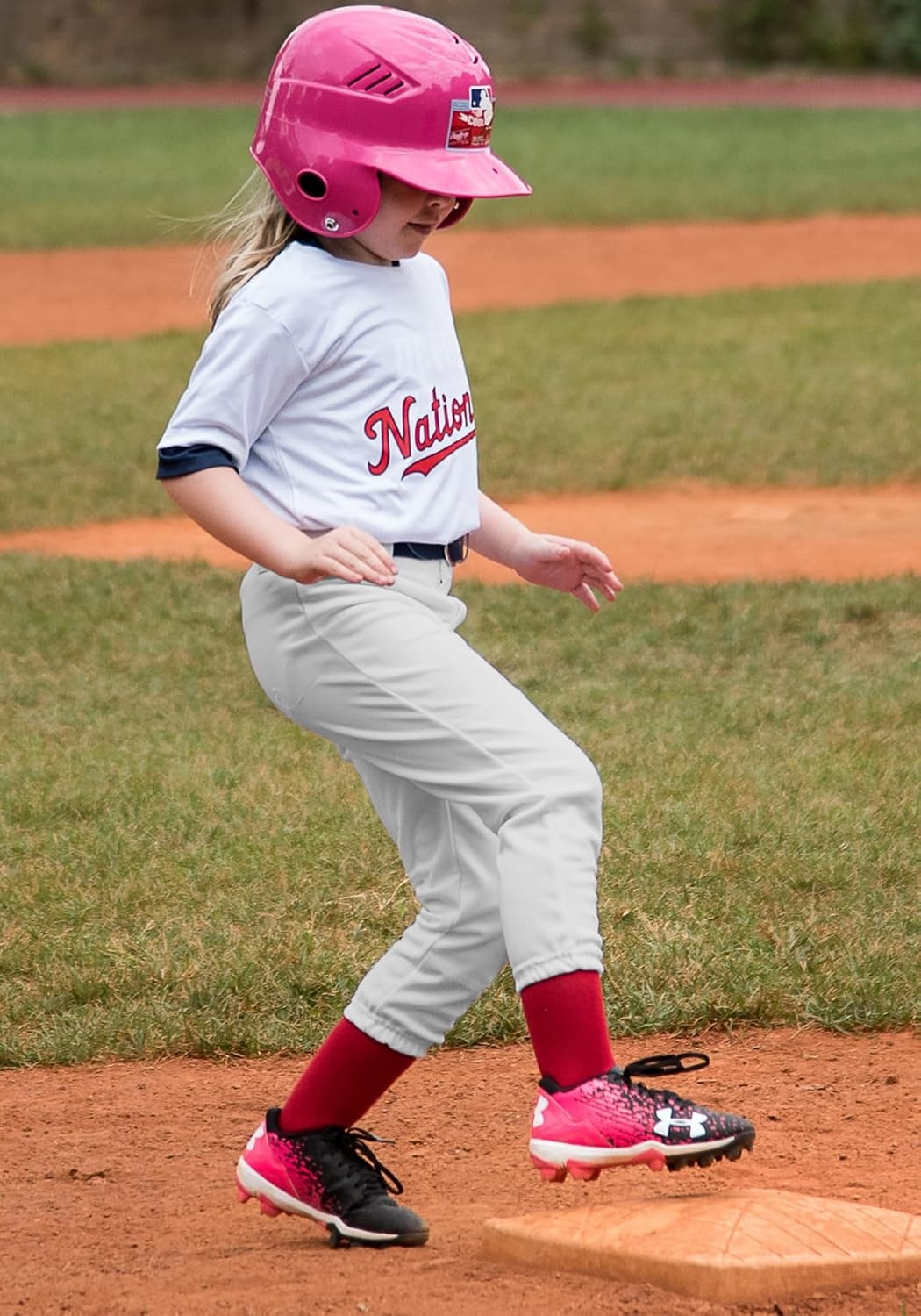 Stelle Softball Pants for Girls Youth with Pockets for Kids Fastpitch | Tee ball, Belt Loops, Abrasion-resistant, Double Knee Performance, Practice, Game Day, Elastic Leg Openings(Light Grey)