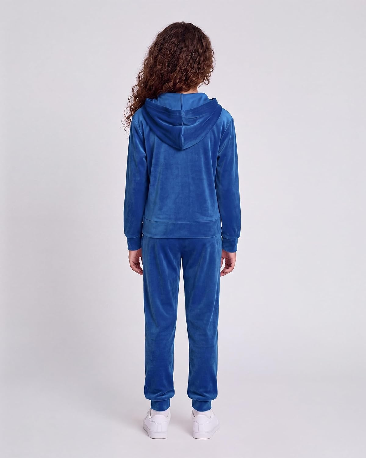 Stelle Girls Velour Tracksuits Zip Up Hoodies Joggers with Pockets 5-15 Y(Sapphire)