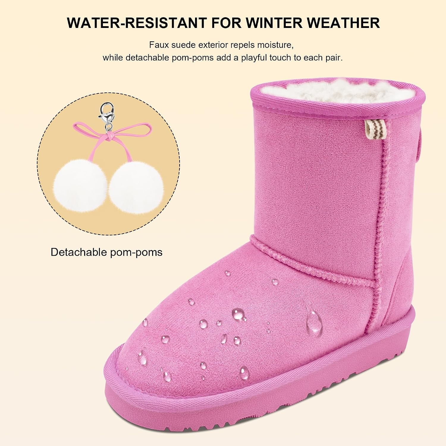Stelle Kids Winter Boots Girls Boys Snow High Ankle Boots(Taffy Pink)