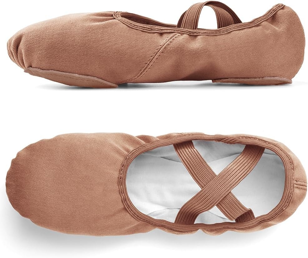 Stelle Ballet Shoes for Women Highly Stretch Canvas Split Sole Dance Yoga(Tan)