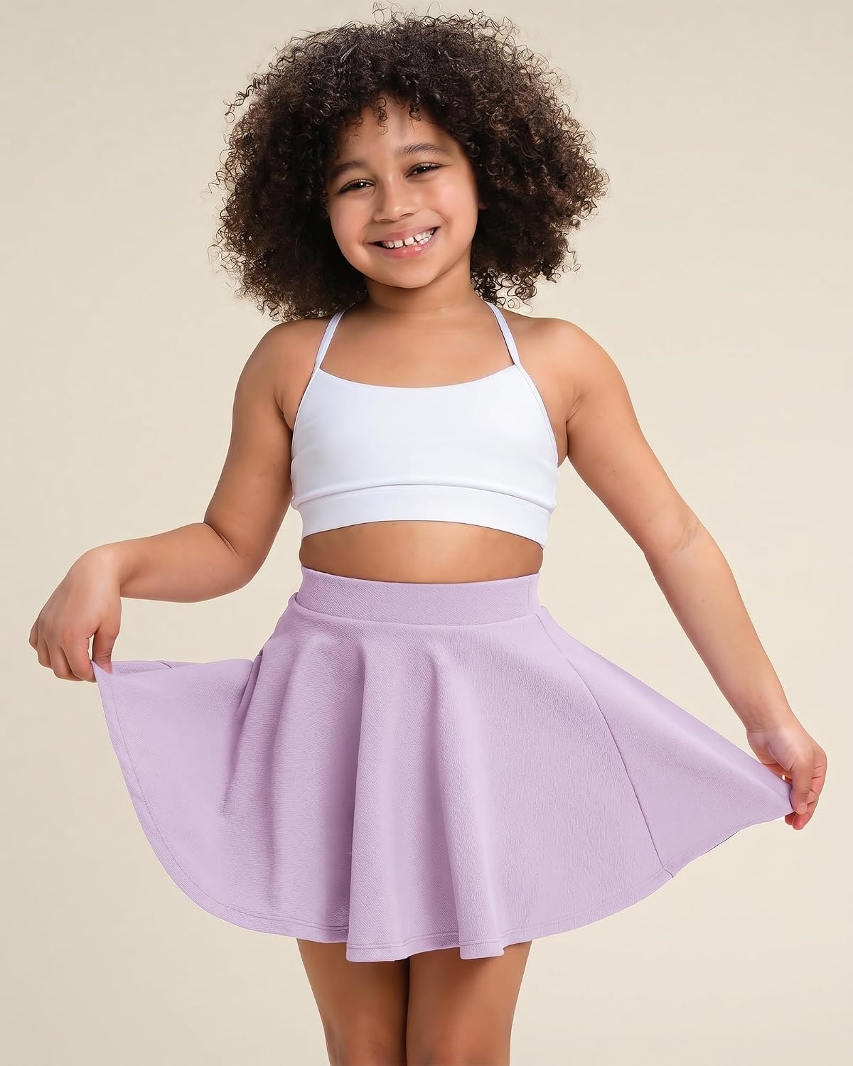 Stelle Girls Pleated Skater Uniform Skirts with Built in Shorts for School(Lilac)