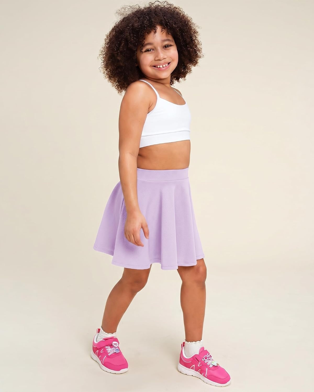 Stelle Girls Pleated Skater Uniform Skirts with Built in Shorts for School(Lilac)