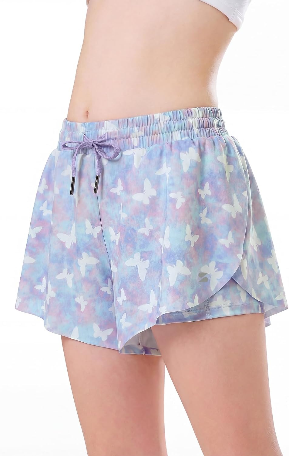 Stelle Girls Butterfly Shorts with Pockets Athletic Running Sports Skirt(Magic Flutter)