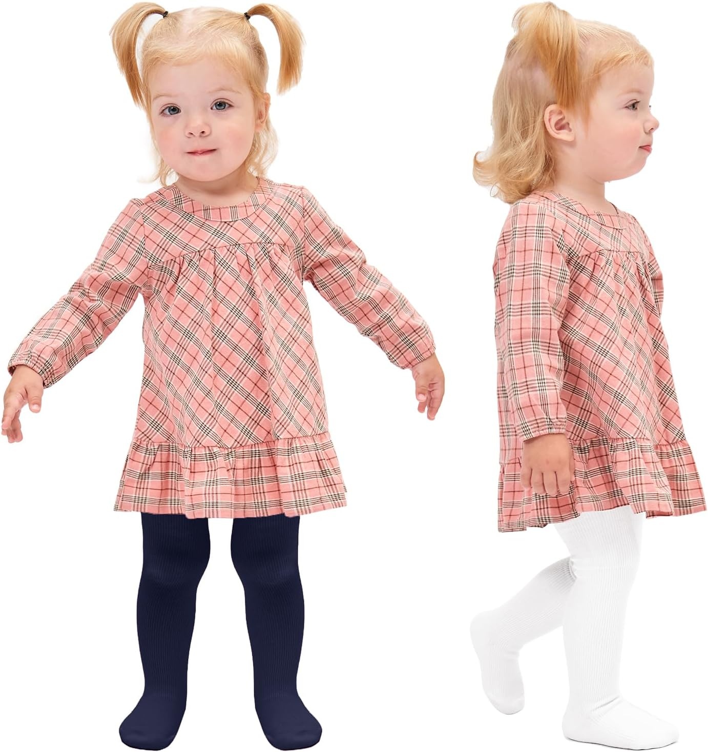 Stelle Toddler Girls Tights Baby Cable Knit Stockings Thick Cotton Legging | Thick Cotton Legging, Winter Warm Pantyhose, Footed, Thermal, Ribbed, Sweater Panty Hose, Under Dress, 3 Pairs, 12-18 Months(White+navy)