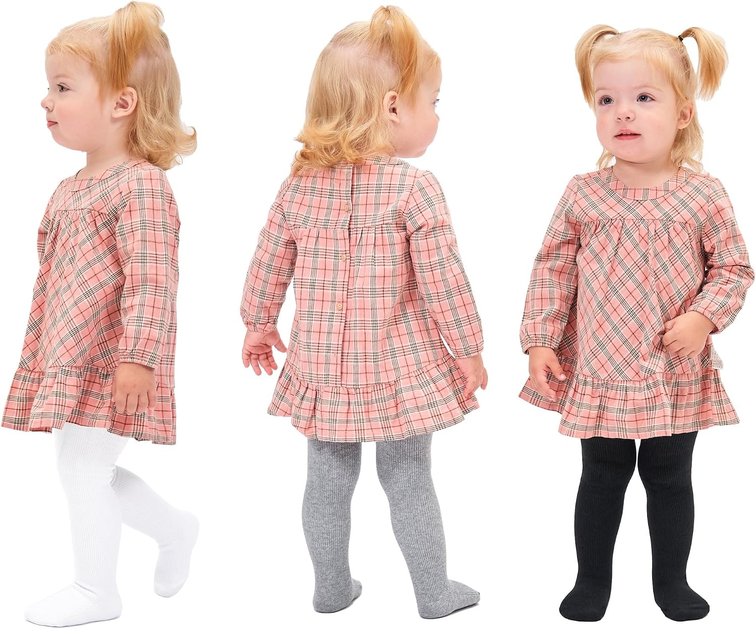 Stelle Toddler Girls Tights Baby Cable Knit Stockings Thick Cotton Legging | Thick Cotton Legging, Winter Warm Pantyhose, Footed, Thermal, Ribbed, Sweater Panty Hose, Under Dress, 3 Pairs, 12-18 Months(Black+white+grey)