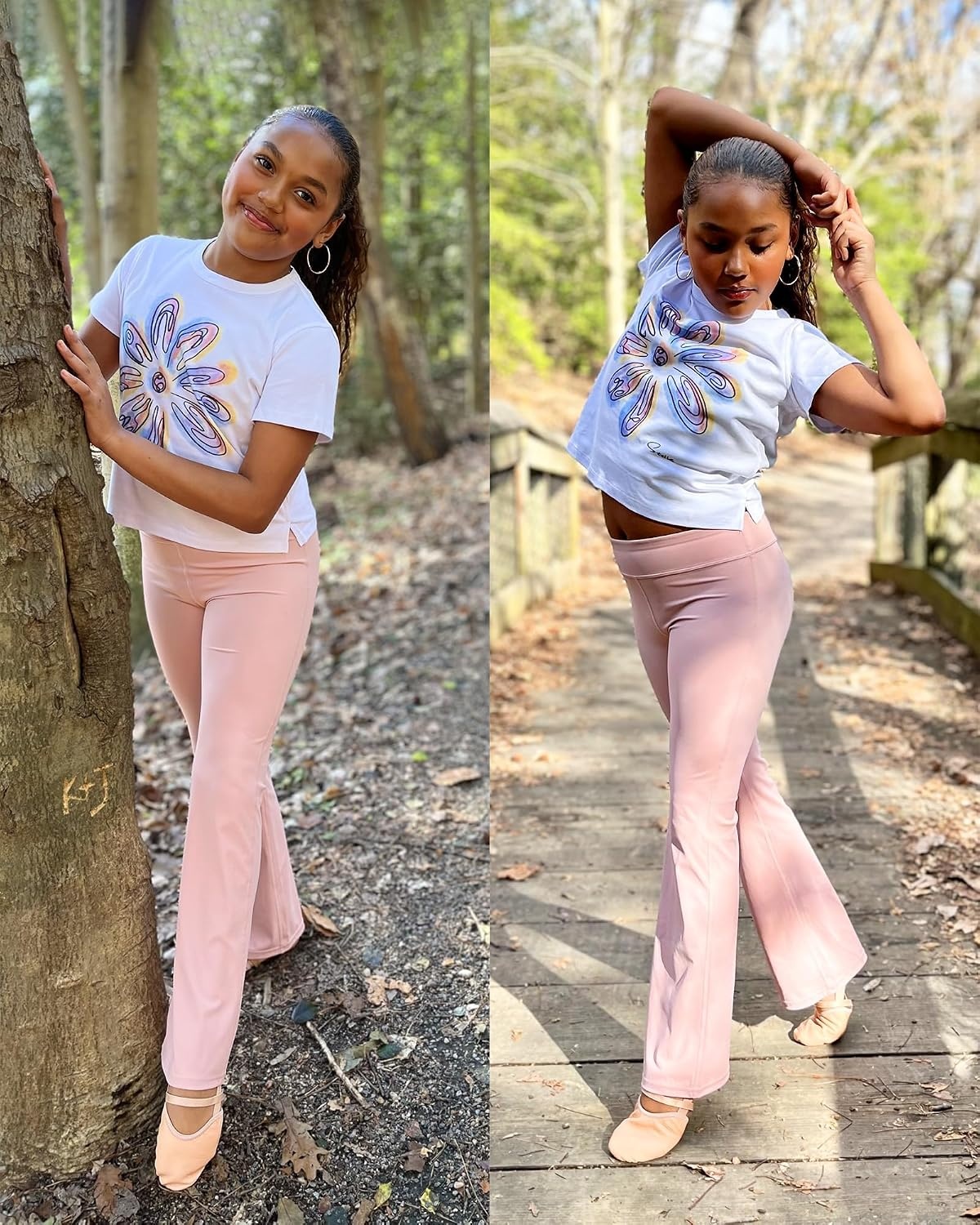 Stelle Girls Flare Leggings High Waisted for Dance Yoga School Daily Wear | Buttery-Soft,Breathable 4-way stretch fabric with flared design,Moisture-wicking comfort for yoga,Dance,School casual outfit(1pc Pink)