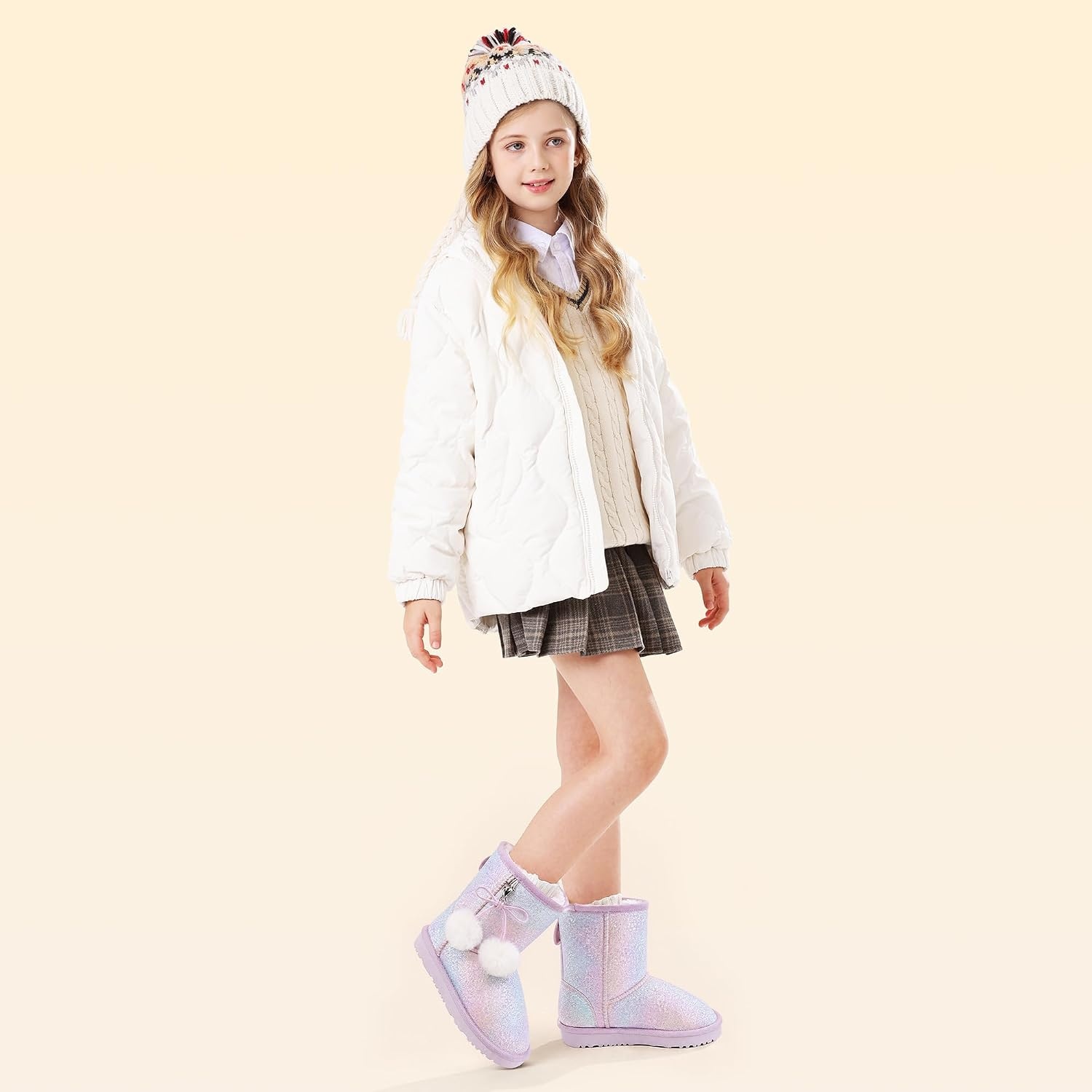 Stelle Kids Winter Boots Girls Boys Snow High Ankle Boots(Dream Frost)