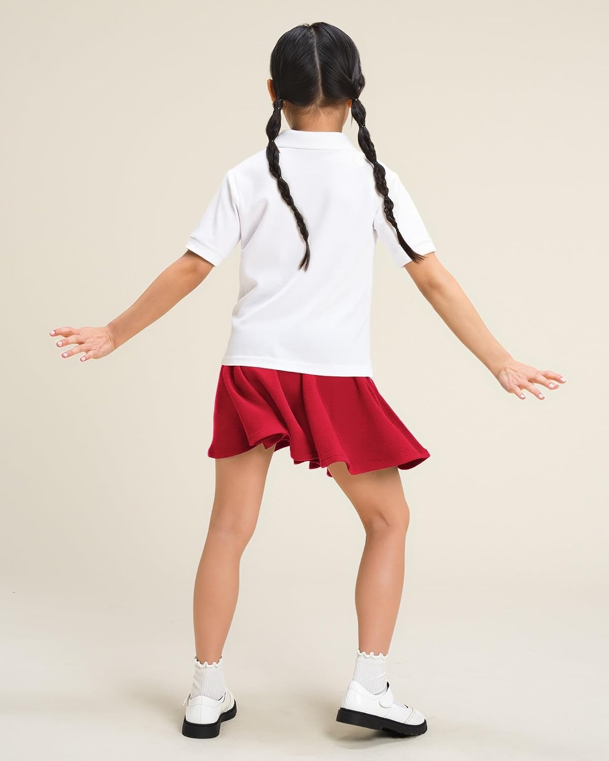 Stelle Girls Pleated Skater Uniform Skirts with Built in Shorts for School | Elastic waistband, Soft stretch fabric, Comfortable fit, Tennis, Golf, Casual wear, Active movement(Red)