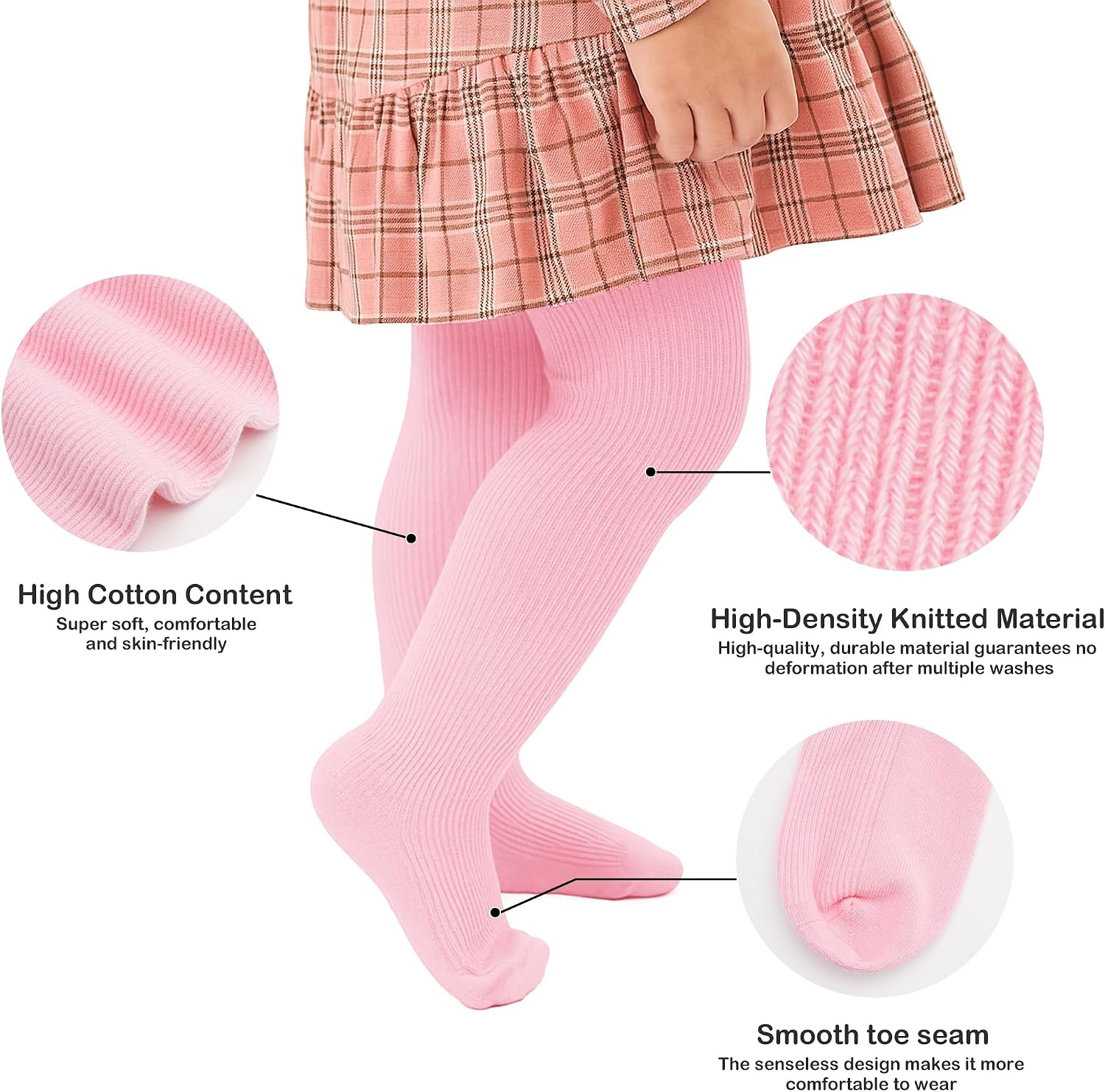 Stelle Toddler Girls Tights Baby Cable Knit Stockings Thick Cotton Legging | Thick Cotton Legging, Winter Warm Pantyhose, Footed, Thermal, Ribbed, Sweater Panty Hose, Under Dress, 3 Pairs, 12-18 Months(1-pink)