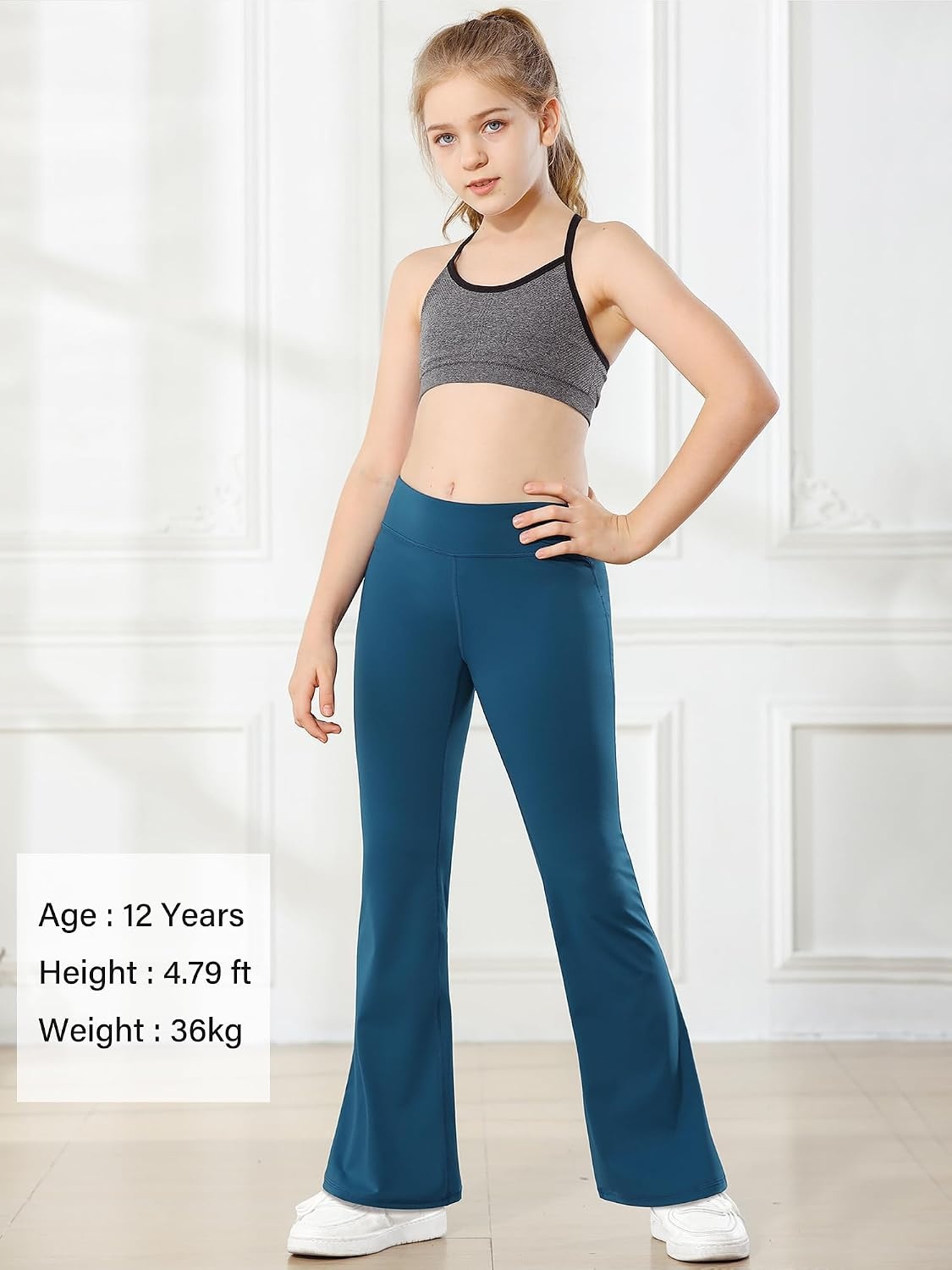 Stelle Girls Flare Leggings High Waisted for Dance Yoga School Daily Wear | Buttery-Soft,Breathable 4-way stretch fabric with flared design,Moisture-wicking comfort for yoga,Dance,School casual outfit(1pc Oceanic)