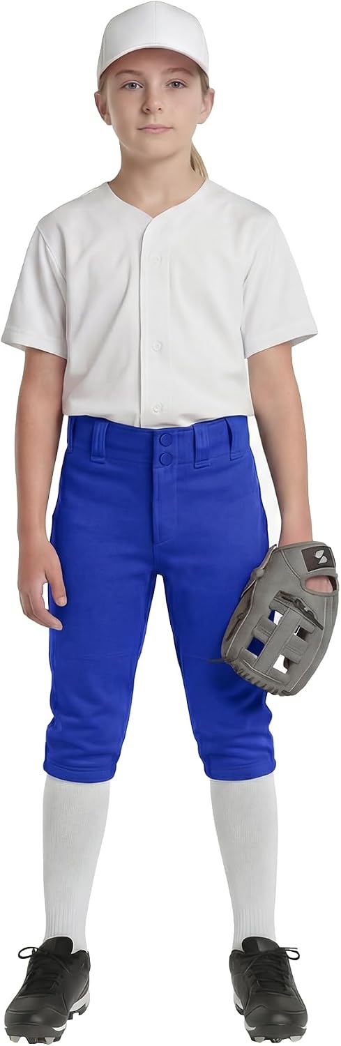 Stelle Girls Softball Pants Knickers Style with Pockets for Youth Kids(Blue)