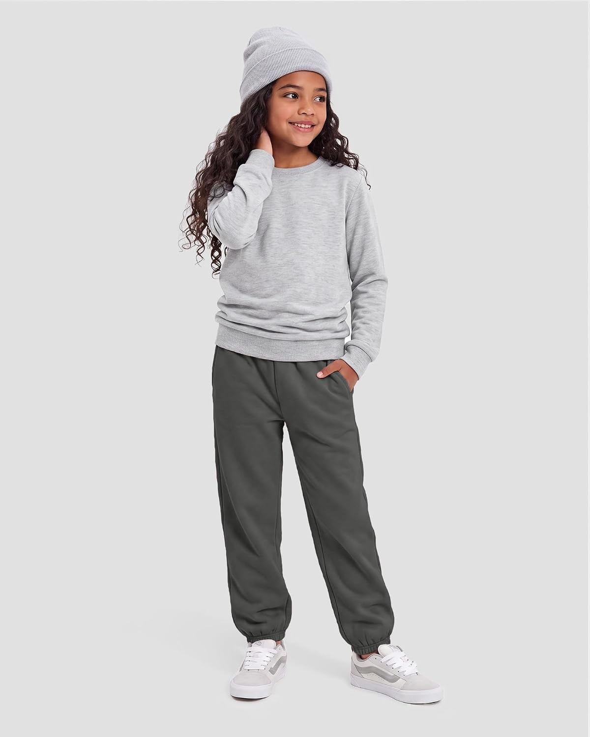 Stelle Girls Sweatpants Classic Fleece Joggers Athletic Pants(Charcoal)