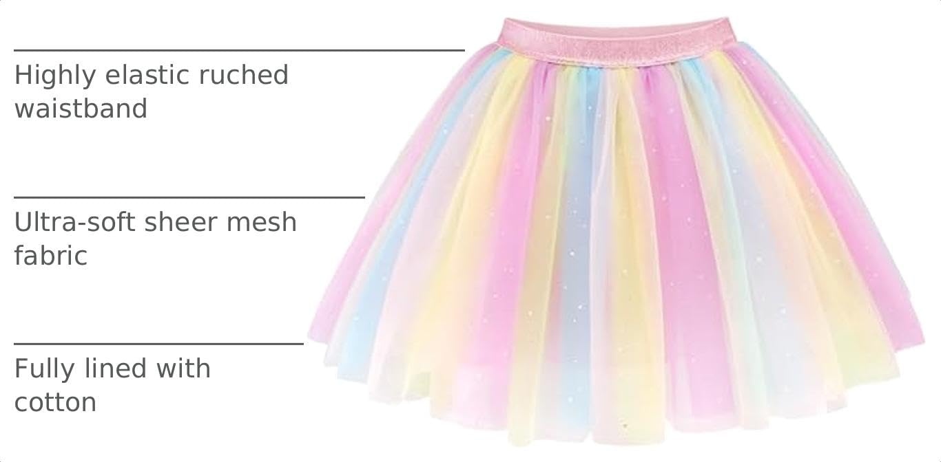 Stelle Tutu for Girls Skirt Layered Tulle Ballet Princess Birthday Outfit(Unicorn)