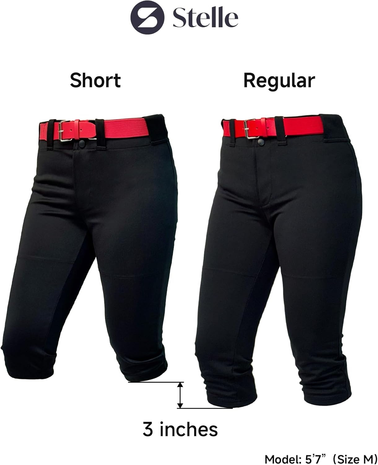 Stelle Women’s Softball Pants Knickers Knee-High Baseball Pant with Pockets for Athletes Tee Ball Fastpitch Style(Black)
