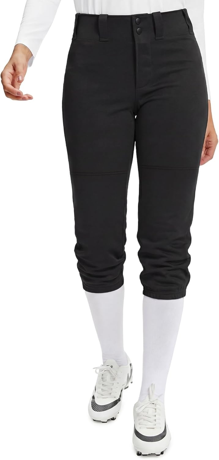 Stelle Women’s Softball Pants Knickers Knee-High Baseball Pant with Pockets for Athletes Tee Ball Fastpitch Style(Black)