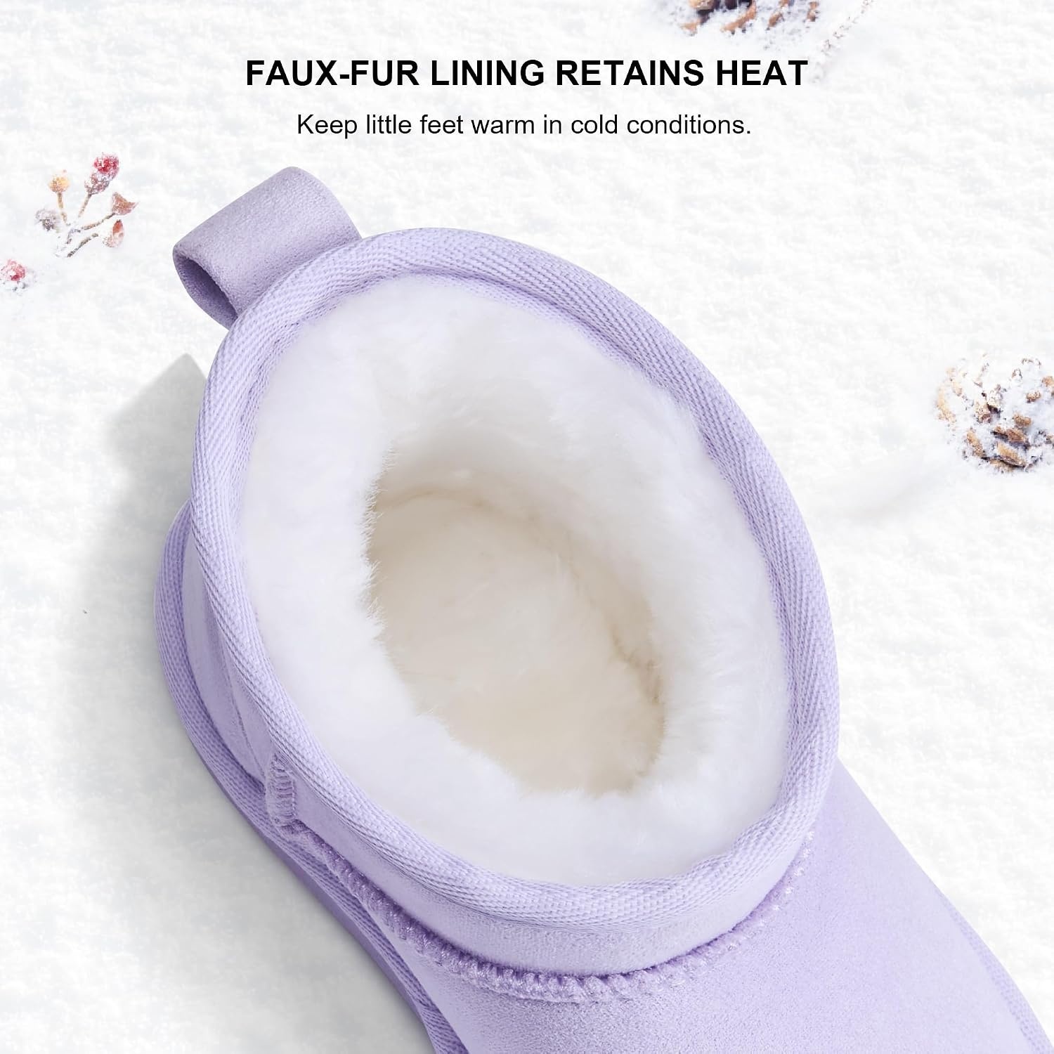 Stelle Kids Snow Boots Girls Boys Winter Ankle Boots(Lavender)