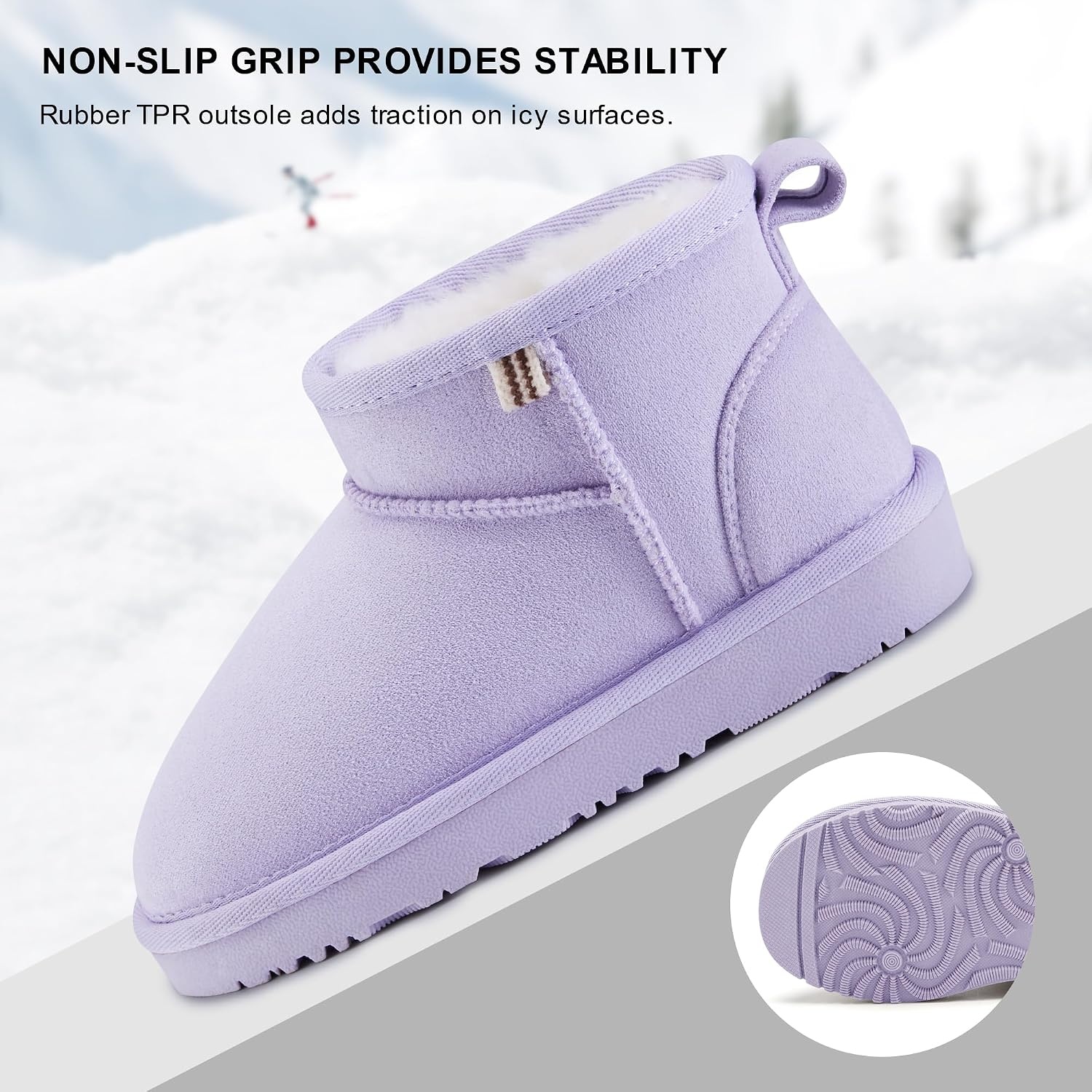 Stelle Kids Snow Boots Girls Boys Winter Ankle Boots(Lavender)