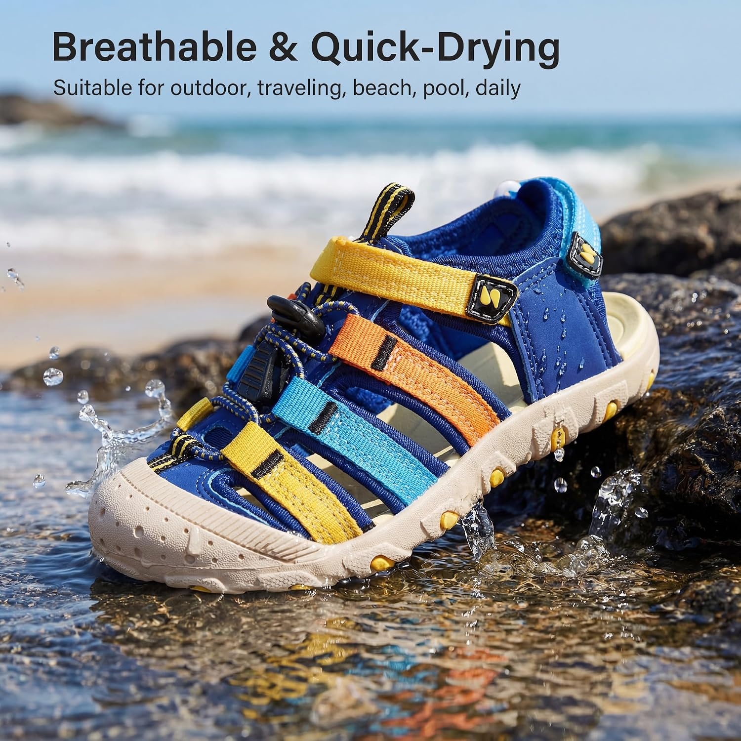 Stelle Girls Closed-Toe Water Hiking Beach Outdoor Sport Sandals(SLP,12ML)