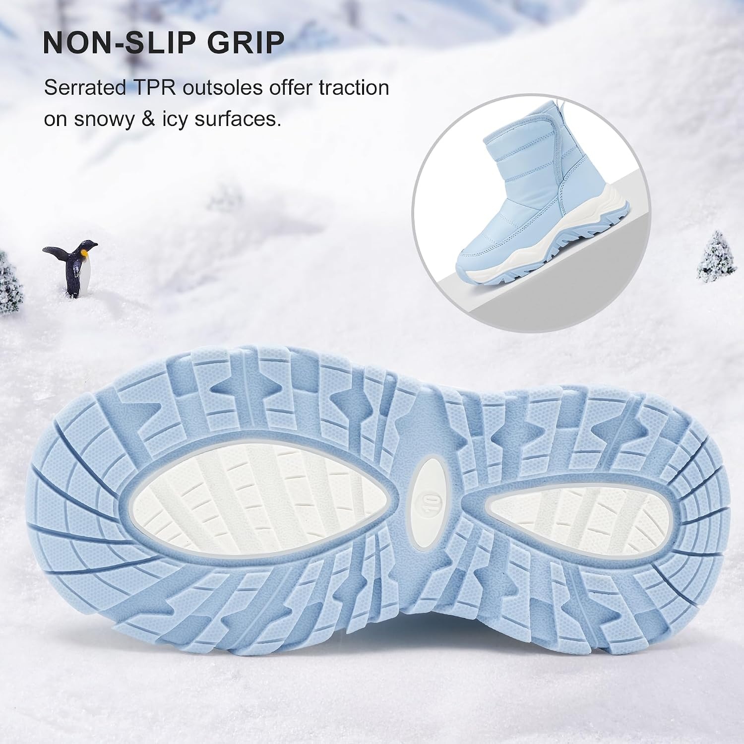 Stelle Toddler Snow Boots Girls Lightweight Warm Winter Shoes(Icy Blue)